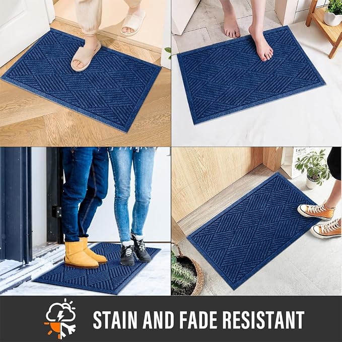 HIYARD Sturdy Front Door Mat, Absorbent Muddy Dirt Resist Welcome Door Mats - Image 5