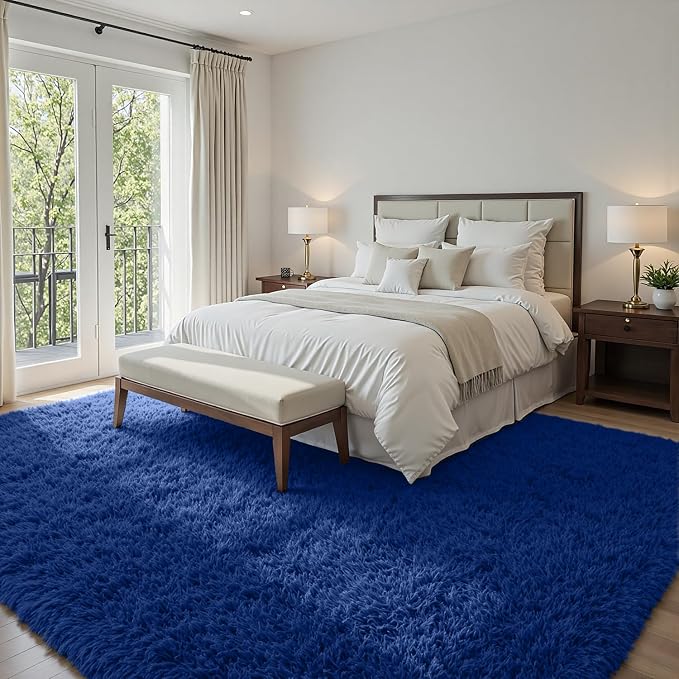 5x8 Area Rugs for Living Room: Soft Fluffy Shag Blue Rugs for Bedroom, Non Slip - Image 2