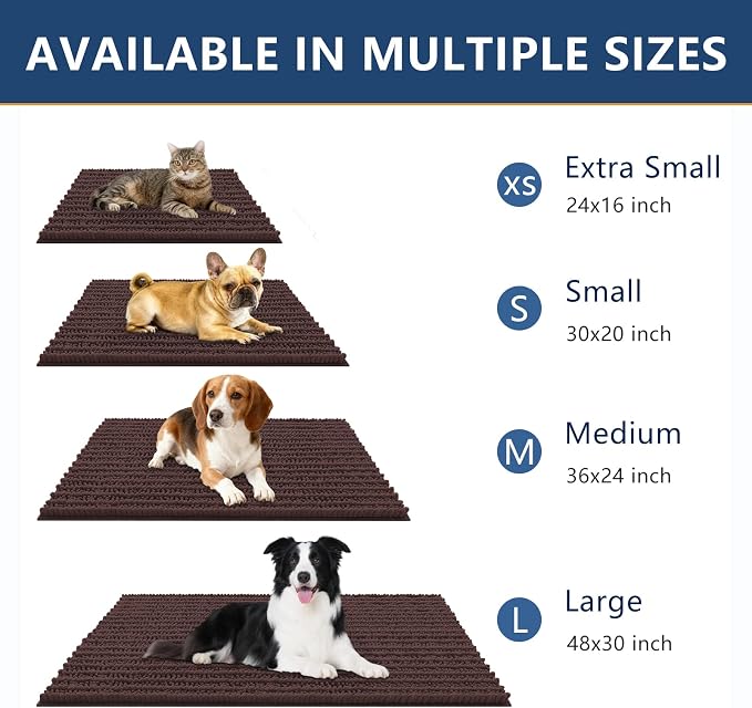 Smiry Dog Door Mat for Muddy Paws 47x24, Absorbent Dirt Trapper, Non-Slip - Image 3