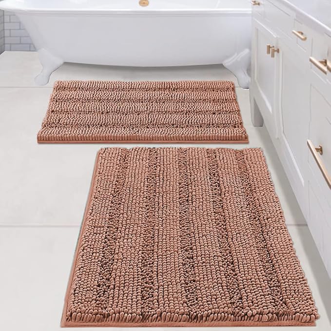 H.VERSAILTEX 2 Piece Set Bathroom Rugs Bath Mats Sets Super Absorbent Chenille by HVERSAILTEX