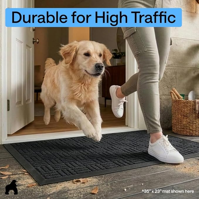 GORILLA GRIP 100% Waterproof All-Season WeatherMAX Doormat, US Designed Natural - Image 7