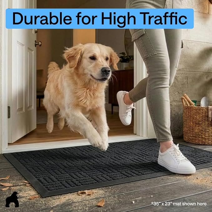 GORILLA GRIP 100% Waterproof All-Season WeatherMAX Doormat 35x23, US Designed - Image 7