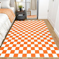 Terrug Orange and White Checkered Rug by TerrugHomeDecor