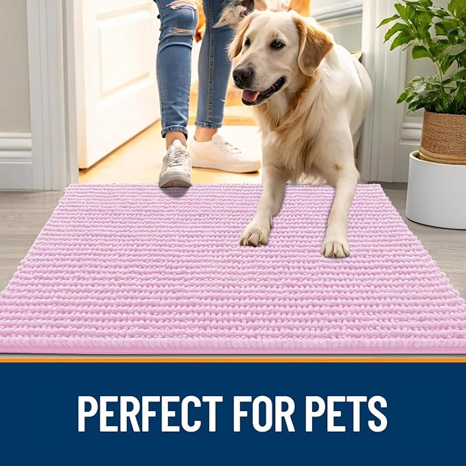 OLANLY Dog Door Mat for Muddy Paws 44x24, Ultra Absorbent Chenille Mud Doormat - Image 6
