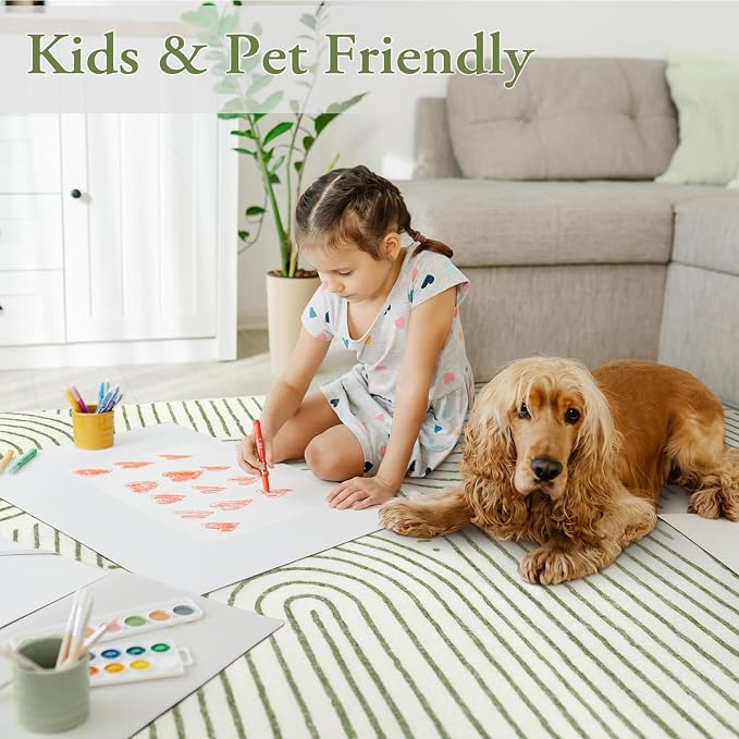 Lahome Abstract Washable Area Rug 5x7, Soft Bedroom Rug Ultra-Thin Non Slip - Image 3