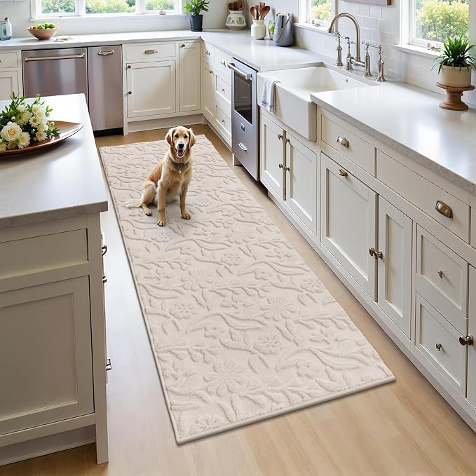 Vaukki 2x6 Runner Rug for Living Room, Soft Fluffy Washable Modern Floral by Vaukki