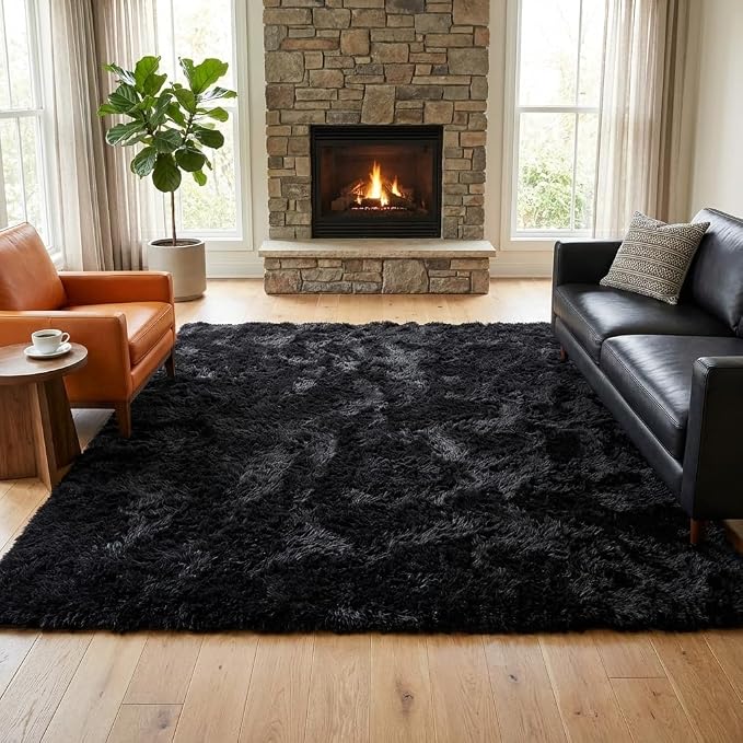 Mugorn Black Rugs for Living Room, 4x6 Feet Large Fluffy Area Rugs for Bedroom - Image 8
