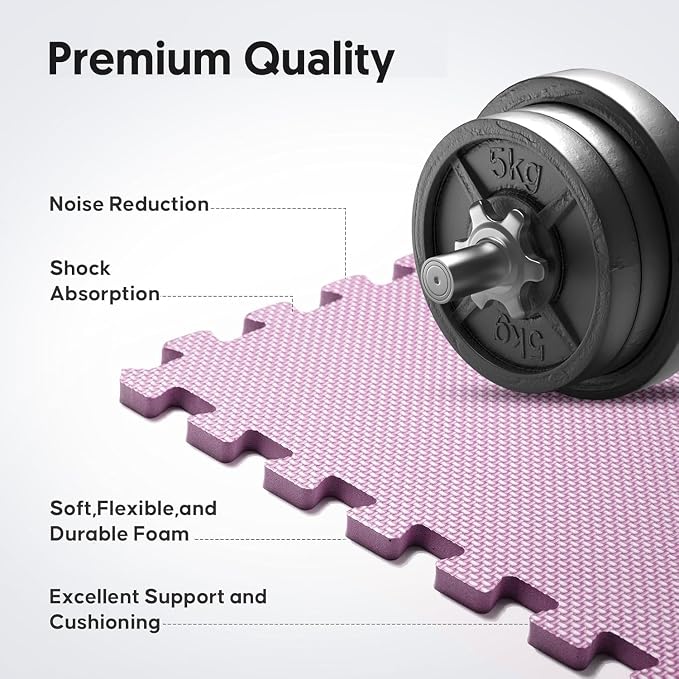 24 Pack Home Gym Mat, Puzzle Exercise Mat, EVA Interlocking Foam Floor Tiles - Image 3
