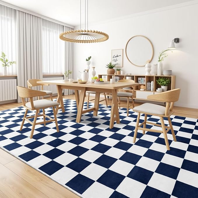 Terrug Navy and White Checkered Rug - Image 4