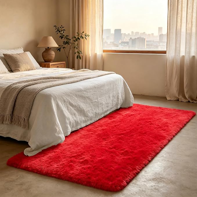 Shag Runner Rug for Bedroom Living Room 3x7 Upgrade Non-Slip Fluffy Soft - Image 3