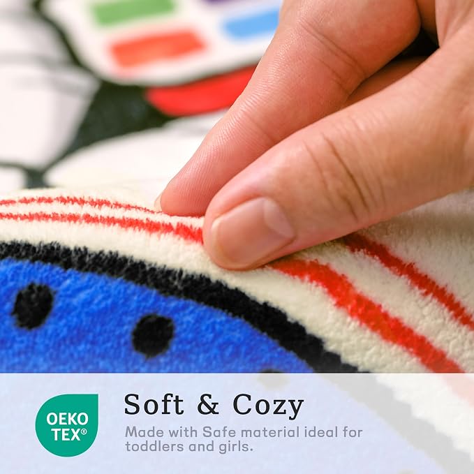 Astronaut Space Kids Round Rug 5ft, Washable Alphabet ABC Circle Carpet - Image 4