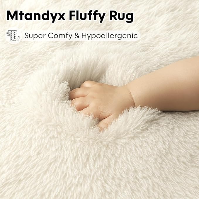 5x7 Plush Fluffy Area Rugs, Large Soft Carpet, Upgraded Non-Slip Rectangular Rug - Image 3