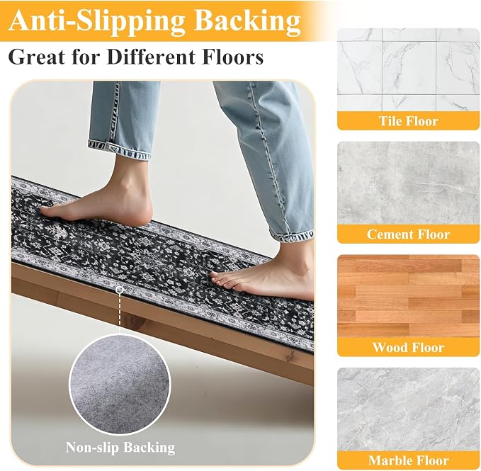 HEBE Washable Aera Rug 2'x 3' Non Slip Door Mat Indoor Entrance, Low Pile - Image 3