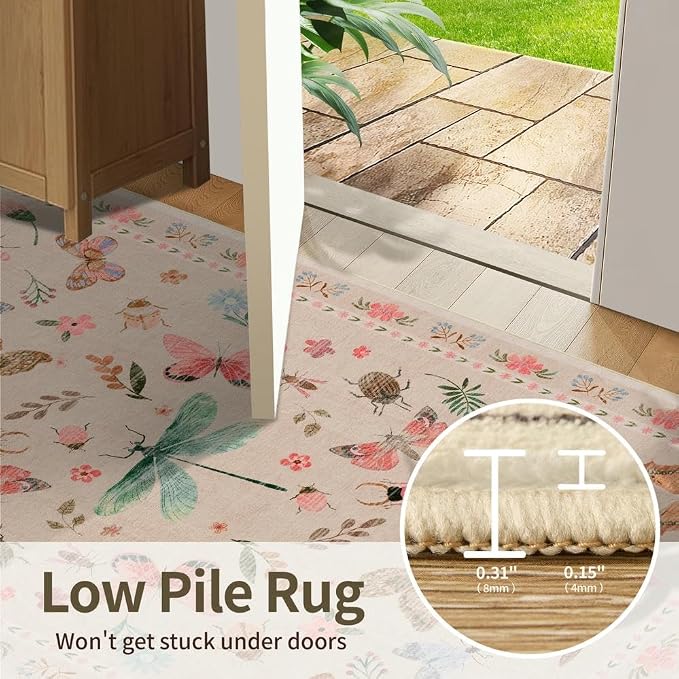 Rugxara 2x6 Floral Runner Rug, Washable Runners - Image 6