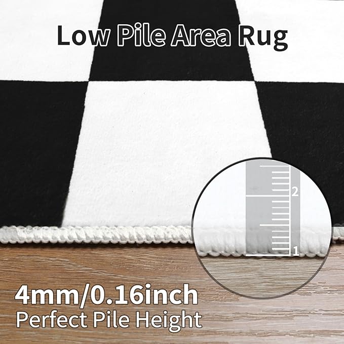 Terrug Black and White Checkered Area Rug - Image 7