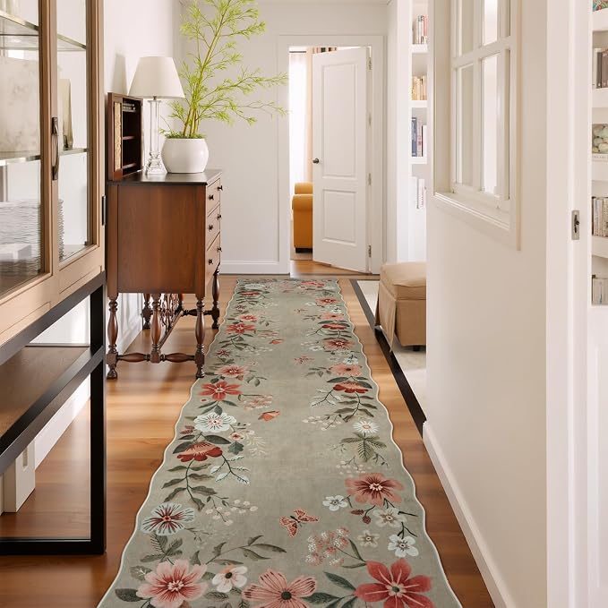 Lahome Floral Hallway Runner Rug Non Slip, Kitchen Runner Stain Resistan Carpet by Lahome