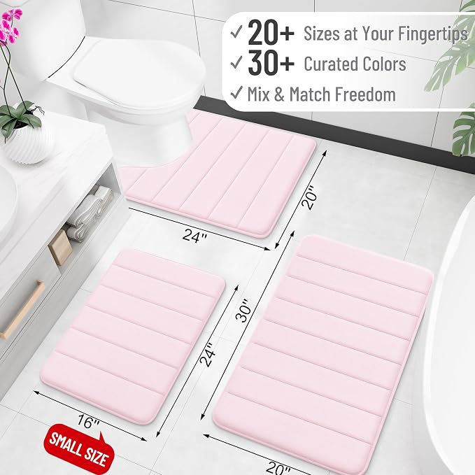 OLANLY Memory Foam Bath Mat 70x46, Super Soft Absorbent Bathroom Rugs, Quick Dry - Image 2