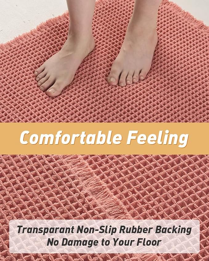 AMOAMI Upgraded Waffle Bath Mat, Super Absorbent Non Slip Bath Mats - Image 4