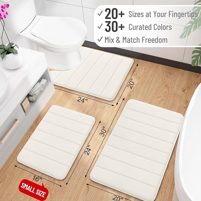 OLANLY Memory Foam Bath Mat 40x24, Super Soft Absorbent Bathroom Rugs, Quick Dry - Image 2