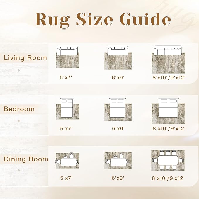 Washable Rug 6x9 Area Rugs for Living Room: Neutral Soft Rug Abstract Non Slip - Image 8