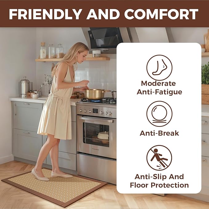 YDKGL Kitchen Rugs Mat Non Slip Washable, 0.4" Thick Anti Fatigue Cushioned - Image 3