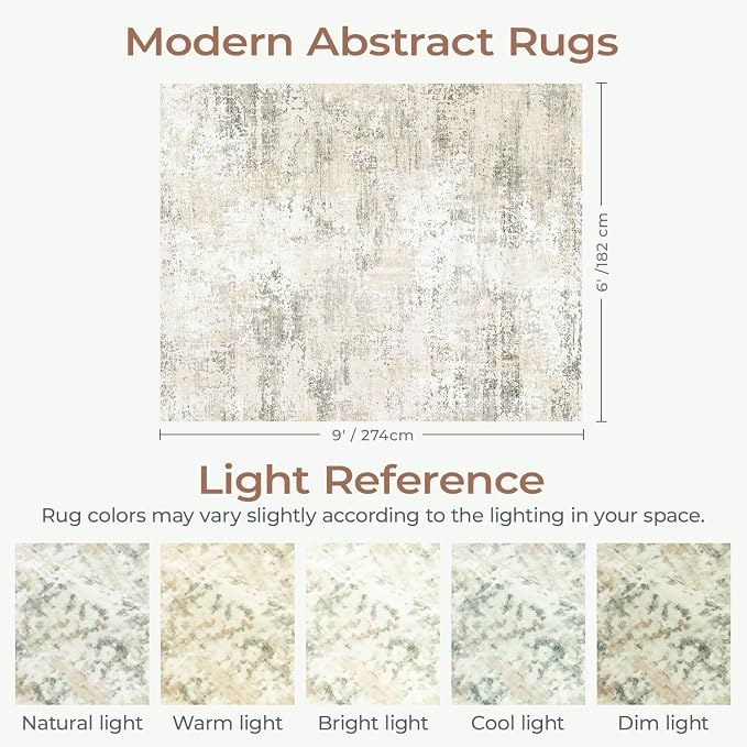 6x9 Abstract Rugs for Bedroom, Neutral Area Rug - Image 2