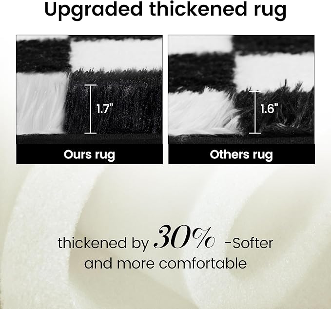 Super Soft Rug for Bedroom, 6x9 Ft Black and White Area Rug Classic Checkered - Image 4