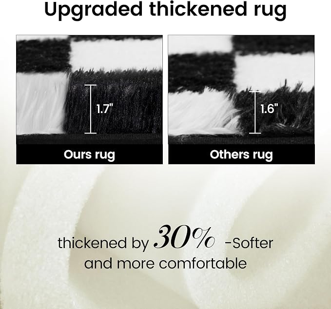 Super Soft Rug for Bedroom, 8x10 Ft Black and White Area Rug Classic Checkered - Image 7