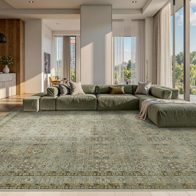 Rugxara 10x14 Area Rugs for Living Room Bedroom, Large Washable Rug, Vintage by Rugxara