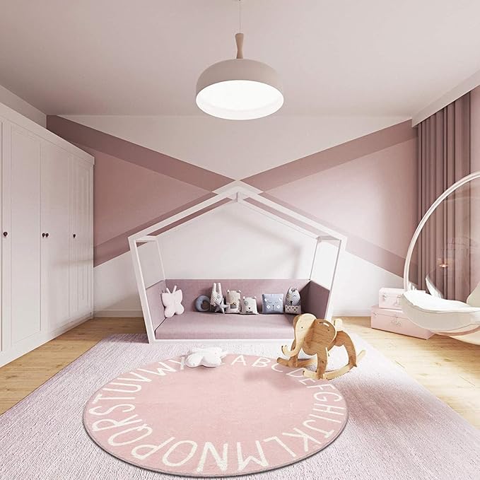 Topotdor Round Kids Play Rug Alphabet Nursery Area Rug Extra Large Soft - Image 3
