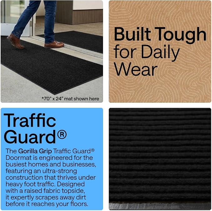 GORILLA GRIP Waterproof Traffic Guard Door Mat, 72x48 Heavy Duty Entryway Floor - Image 3