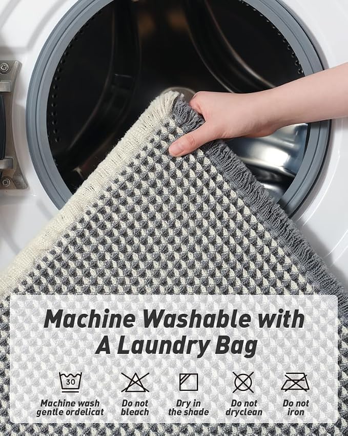 Upgraded Waffle Bath Mat, Super Absorbent Non Slip Bath Mats - Image 6
