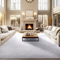 qulint 9x12 Area Rug for Living Room, Soft Fluffy White Rug for Bedroom Shag by QULINT