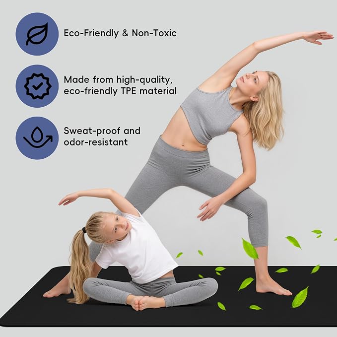 Extra Wide Yoga Mat 72" x 32", 6mm Non Slip TPE Exercise Mat - Image 6