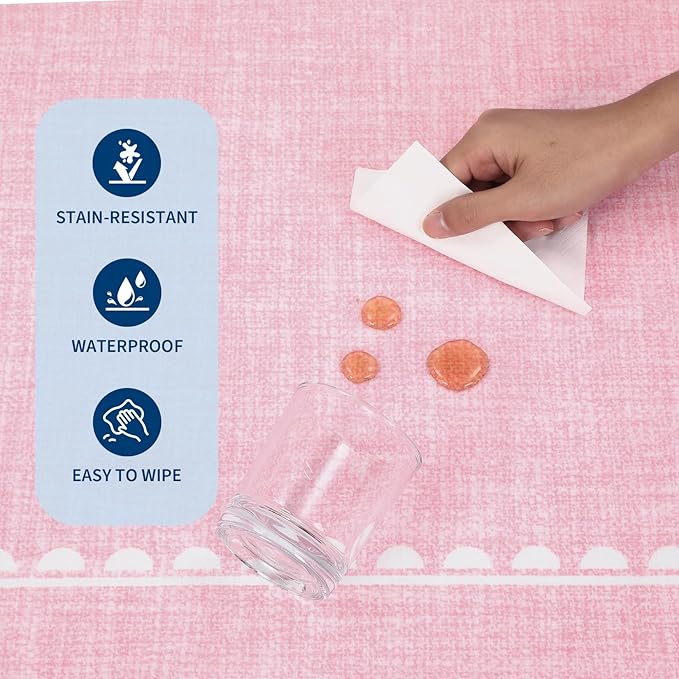 GarveeHome Scalloped Bow Rug for Living Room, Solid Pink Rug for Dorm, Washable - Image 7