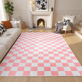 Terrug Pink and White Checkered Rug by TerrugHomeDecor