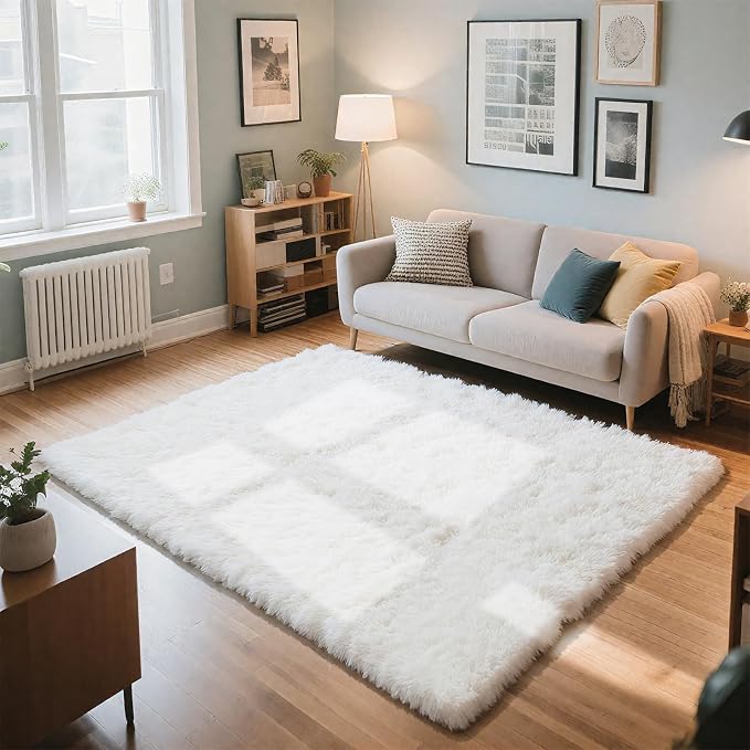 Fluffy Rug Shag Area Rug, Small Bedside Rug, Soft Fluffy Shag Entryway Throw - Image 2