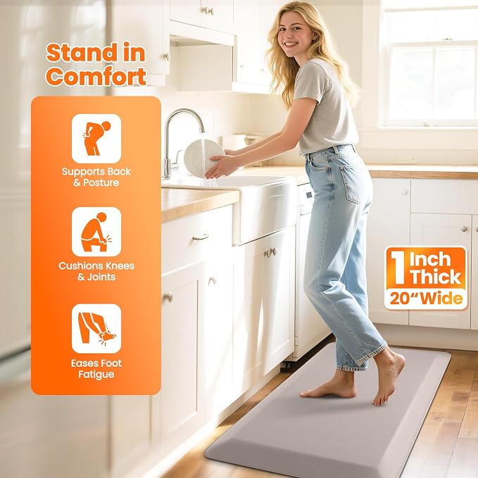 Kitchen Mats for Floor, 1 Inch Extra-Thick Kitchen Rugs, Non-Slip & Waterproof - Image 5