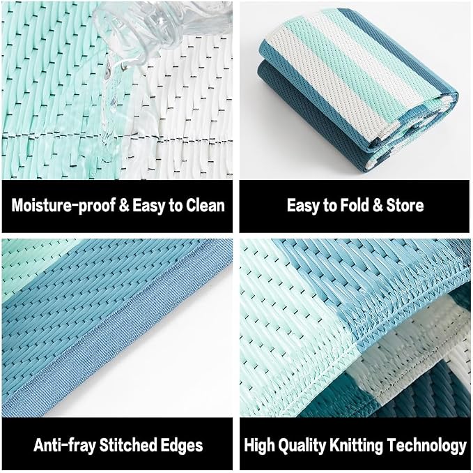 HUGEAR Outdoor Plastic Straw Rug, Waterproof Mat, Washable Large Floor Mat and - Image 6
