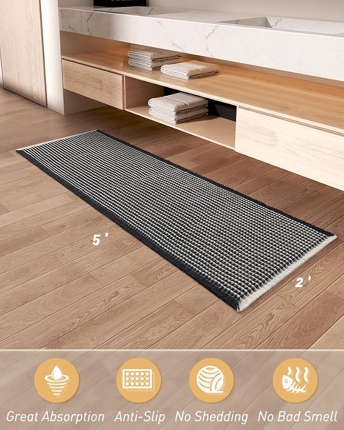 AMOAMI Upgraded Waffle Runner Rug Super Absorbent Non Slip Bath Mats - Image 2