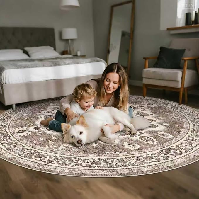 TOPRUUG Washable Oriental Area Rug - 5ft Round Rugs - Image 4
