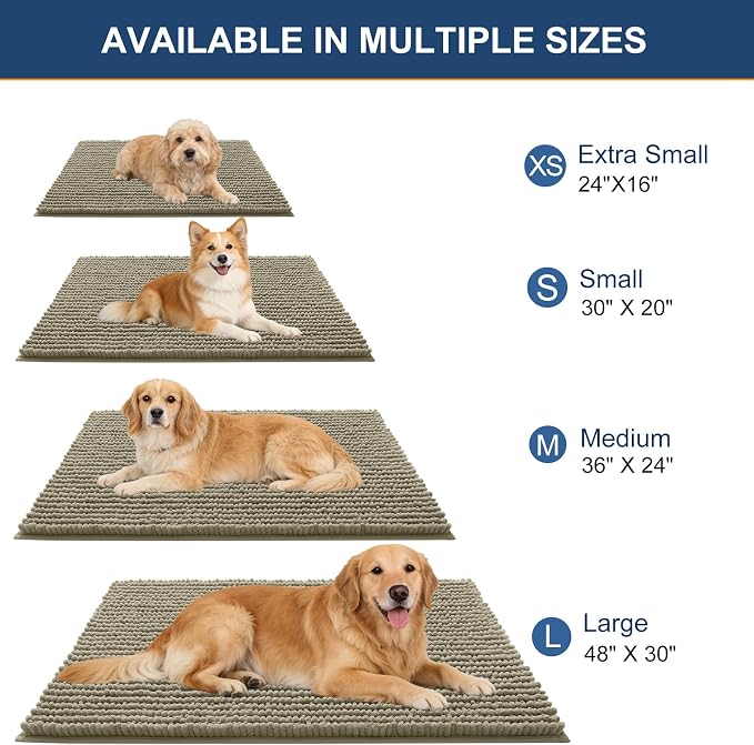 OLANLY Dog Door Mat for Muddy Paws 24x16, Ultra Absorbent Chenille Mud Doormat - Image 2