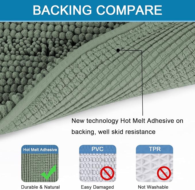 H.VERSAILTEX 2 Piece Bathroom Rugs Bath Mats Sets Super Absorbent Chenille - Image 4