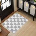 Terrug Grey and White Checkered Rug by TerrugHomeDecor