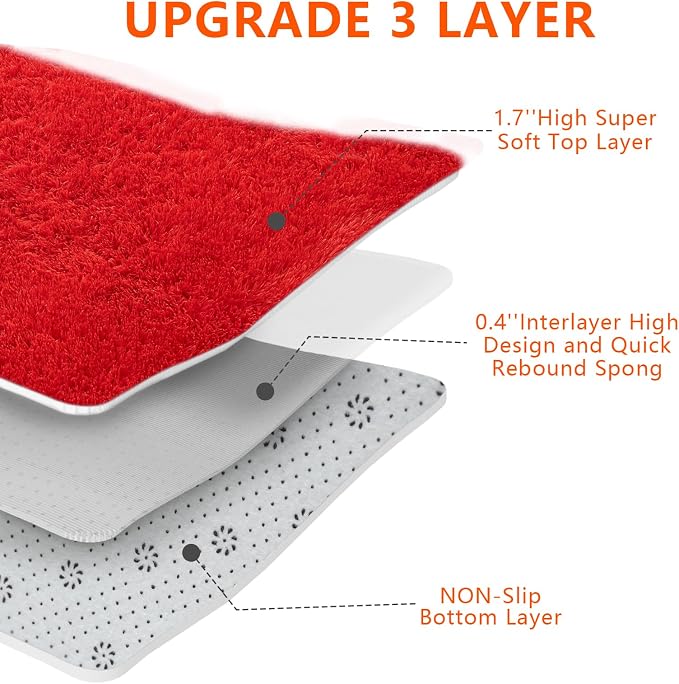 Red Shag Area Rugs for Bedroom Living Room, Ultra Soft Fluffy Christmas Area - Image 8