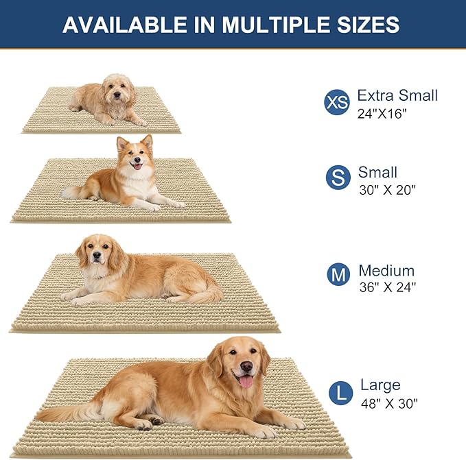 OLANLY Dog Door Mat for Muddy Paws 44x24, Ultra Absorbent Chenille Mud Doormat - Image 2