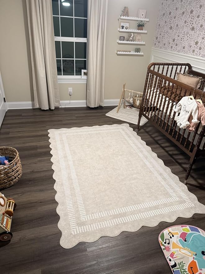 Area Rugs 5x7 Living Room Washable Modern Rug, Neutral Beige Soft Non Slip Rugs - Image 7