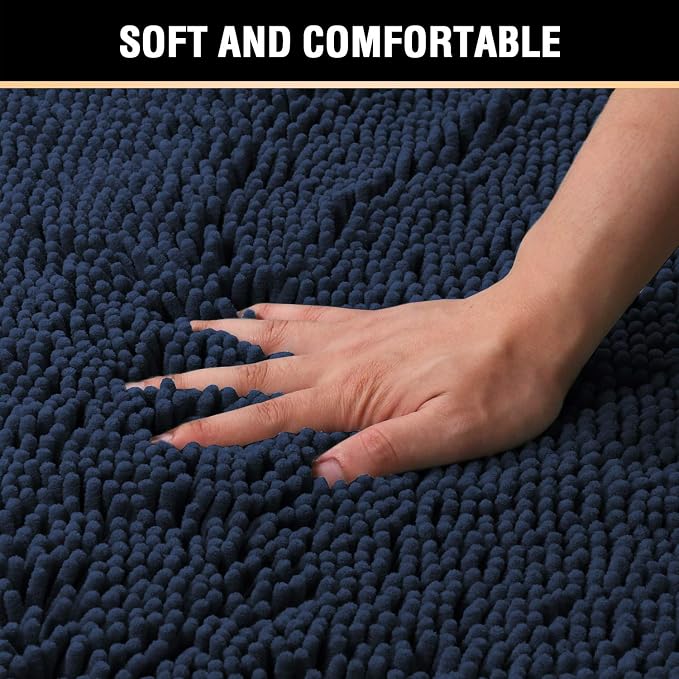 H.VERSAILTEX Navy Bath Mat, Bathroom Rug 36 x 24 Non Slip Bath Mats - Image 4