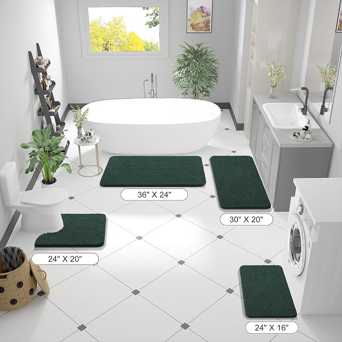 OLANLY Bathroom Runner Rugs 59x24, Soft Absorbent Chenille Bath Rugs, Rubber - Image 2