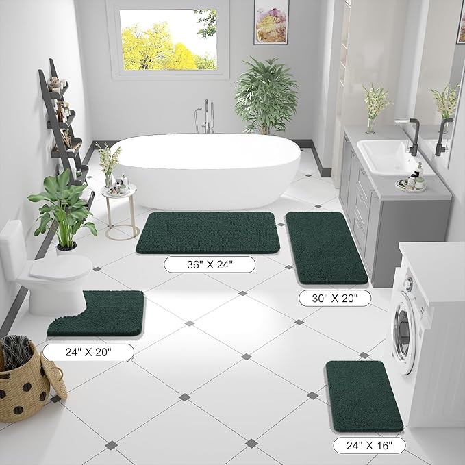 OLANLY Bathroom Rugs 30x20, Extra Soft Absorbent Chenille Bath Rugs, Rubber - Image 2